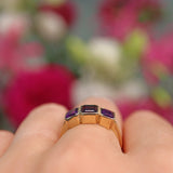 Ellibelle Jewellery Art Deco Style Amethyst 9ct Gold Three Stone Trilogy Ring