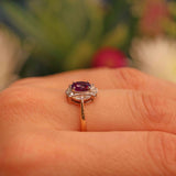 Ellibelle Jewellery Art Deco Style Amethyst & Diamond 9ct Gold Ring