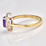 Ellibelle Jewellery Art Deco Style Amethyst & Diamond 9ct Gold Ring