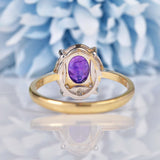 Ellibelle Jewellery Art Deco Style Amethyst & Diamond 9ct Gold Ring
