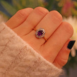 Ellibelle Jewellery Art Deco Style Amethyst & Diamond 9ct Gold Ring