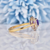 Ellibelle Jewellery Art Deco Style Amethyst & Diamond 9ct Gold Ring