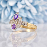 Ellibelle Jewellery Art Deco Style Amethyst & Diamond Dress Ring