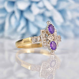 Ellibelle Jewellery Art Deco Style Amethyst & Diamond Dress Ring