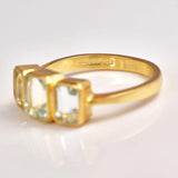 Ellibelle Jewellery Art Deco Style Aquamarine 9ct Gold Three Stone Ring