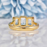 Ellibelle Jewellery Art Deco Style Aquamarine 9ct Gold Three Stone Ring