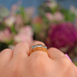 Ellibelle Jewellery Art Deco Style Aquamarine 9ct Gold Three Stone Ring