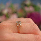 Ellibelle Jewellery Art Deco Style Aquamarine 9ct Gold Three Stone Ring
