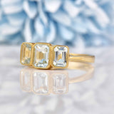 Ellibelle Jewellery Art Deco Style Aquamarine 9ct Gold Three Stone Ring