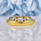 Ellibelle Jewellery Art Deco Style Aquamarine & Diamond 18ct Gold Bezel Ring