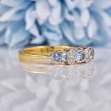 Ellibelle Jewellery Art Deco Style Aquamarine & Diamond 18ct Gold Bezel Ring