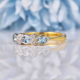 Ellibelle Jewellery Art Deco Style Aquamarine & Diamond 18ct Gold Bezel Ring