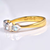 Ellibelle Jewellery Art Deco Style Aquamarine & Diamond 18ct Gold Bezel Ring