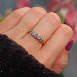 Ellibelle Jewellery Art Deco Style Aquamarine & Diamond 18ct Gold Bezel Ring