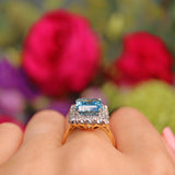 Ellibelle Jewellery Art Deco Style Aquamarine & Diamond Cluster Ring (5.00ct)