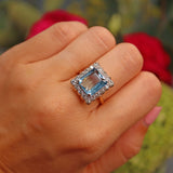 Ellibelle Jewellery Art Deco Style Aquamarine & Diamond Cluster Ring (5.00ct)