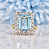 Ellibelle Jewellery Art Deco Style Aquamarine & Diamond Cluster Ring (5.00ct)