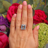 Ellibelle Jewellery Art Deco Style Aquamarine & Diamond Cluster Ring (5.00ct)