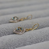 Ellibelle Jewellery ART DECO STYLE AQUAMARINE & DIAMOND GOLD PENDANT EARRINGS