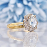 Ellibelle Jewellery Art Deco Style Aquamarine & Diamond Gold Ring