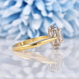 Ellibelle Jewellery Art Deco Style Aquamarine & Diamond Gold Ring