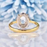 Ellibelle Jewellery Art Deco Style Aquamarine & Diamond Gold Ring