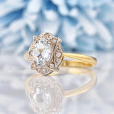 Ellibelle Jewellery Art Deco Style Aquamarine & Diamond Gold Ring