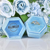 Ellibelle Jewellery Art Deco Style Aquamarine & Diamond Gold Three-Stone Ring