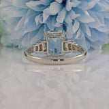Ellibelle Jewellery ART DECO STYLE AQUAMARINE & DIAMOND PLATINUM RING