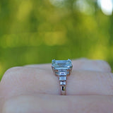 Ellibelle Jewellery ART DECO STYLE AQUAMARINE & DIAMOND PLATINUM RING