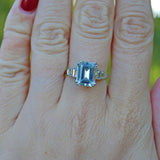 Ellibelle Jewellery ART DECO STYLE AQUAMARINE & DIAMOND PLATINUM RING