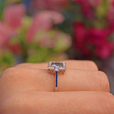 Ellibelle Jewellery ART DECO STYLE AQUAMARINE & DIAMOND PLATINUM RING