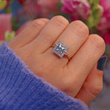 Ellibelle Jewellery ART DECO STYLE AQUAMARINE & DIAMOND PLATINUM RING