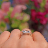 Ellibelle Jewellery ART DECO STYLE AQUAMARINE & DIAMOND PLATINUM RING