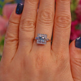 Ellibelle Jewellery ART DECO STYLE AQUAMARINE & DIAMOND PLATINUM RING