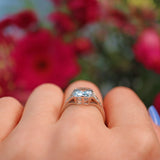 Ellibelle Jewellery Art Deco Style Aquamarine & Diamond Platinum Ring