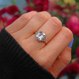 Ellibelle Jewellery Art Deco Style Aquamarine & Diamond Platinum Ring