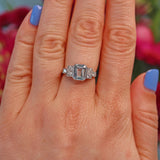 Ellibelle Jewellery Art Deco Style Aquamarine & Diamond Platinum Ring