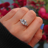 Ellibelle Jewellery Art Deco Style Aquamarine & Diamond Platinum Ring