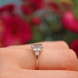 Ellibelle Jewellery Art Deco Style Aquamarine & Diamond Platinum Ring