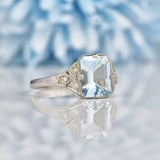 Ellibelle Jewellery Art Deco Style Aquamarine & Diamond Platinum Ring