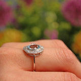 Ellibelle Jewellery Art Deco Style Aquamarine & Diamond Platinum Ring