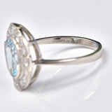 Ellibelle Jewellery Art Deco Style Aquamarine & Diamond Platinum Ring