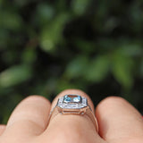 Ellibelle Jewellery Art Deco Style Aquamarine & Diamond Platinum Ring