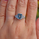 Ellibelle Jewellery Art Deco Style Aquamarine & Diamond Platinum Ring
