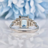 Ellibelle Jewellery Art Deco Style Aquamarine & Diamond Platinum Ring