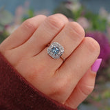 Ellibelle Jewellery Art Deco Style Aquamarine & Diamond Platinum Ring