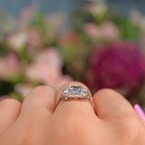 Ellibelle Jewellery Art Deco Style Aquamarine & Diamond Platinum Ring