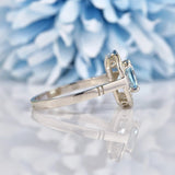 Ellibelle Jewellery Art Deco Style Aquamarine & Diamond Platinum Ring