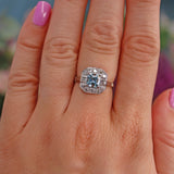 Ellibelle Jewellery Art Deco Style Aquamarine & Diamond Platinum Ring